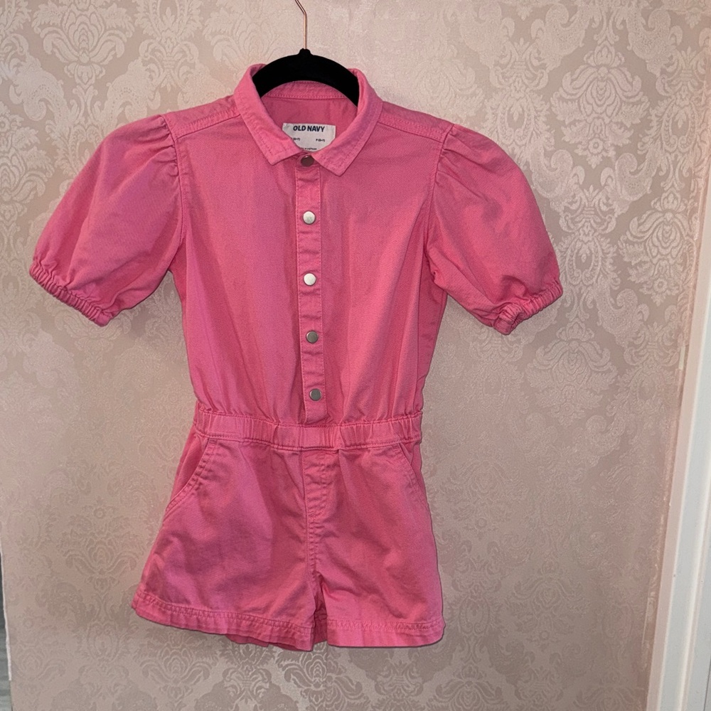 Old Navy Girls Pink Button-Up Romper